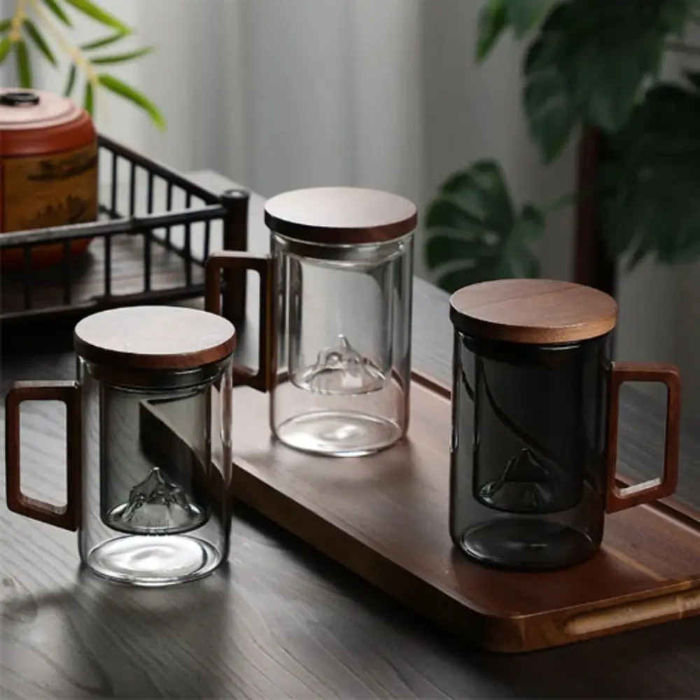 

500ml Capacity Tea Separation Cup High Borosilicate Glass Heat Resistant Water Cup Belt Filter Originality Design Flower Tea Cup