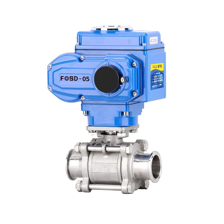 4-20ma e 0-5v sinal de controle de aço inoxidável cf8 cf3 3 pc ajuste rápido montado tri braçadeira válvula de esfera elétrica