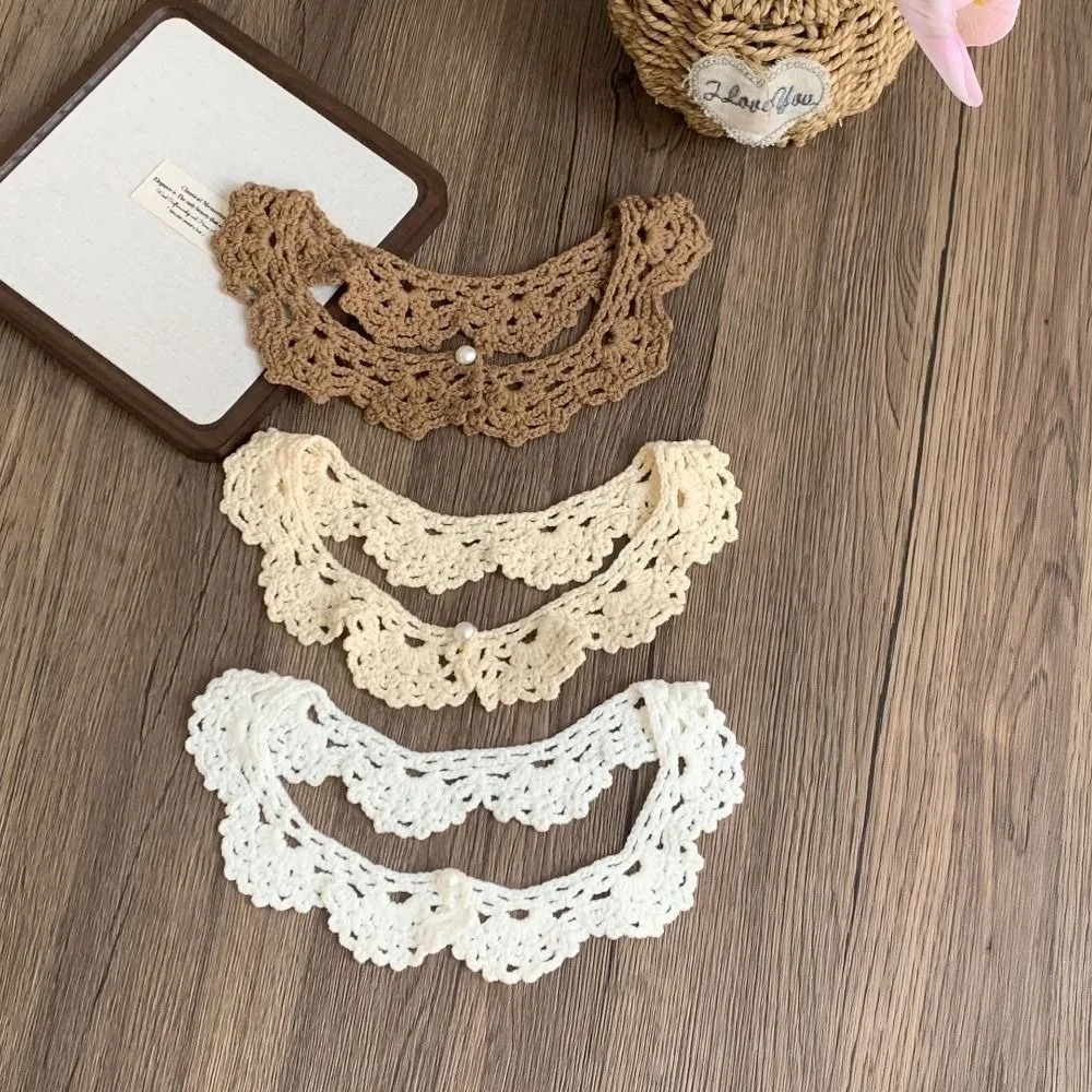 Sweet Hollow Out Crochet Shawl Detachable Round Neck Knitted Scarves Clothes Decoration Scarf Accessories