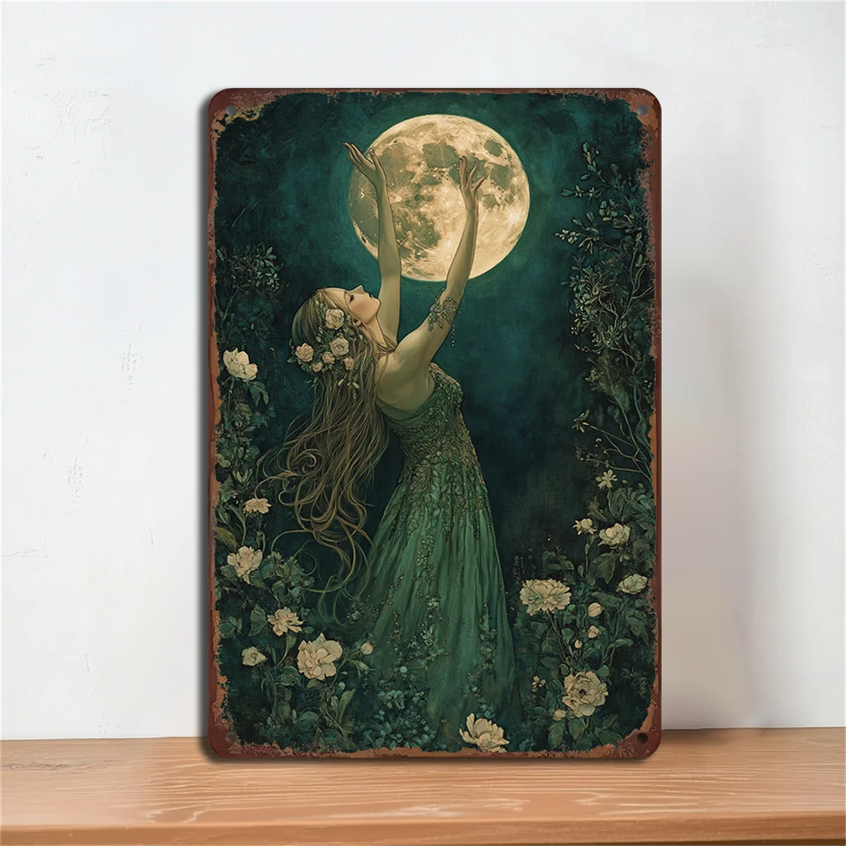 Moonlight Dancer Iron Wall Decor Sign Waterproof Artwork with Holes Easy To Install for Home Bar Kitchen and Holiday Decoration