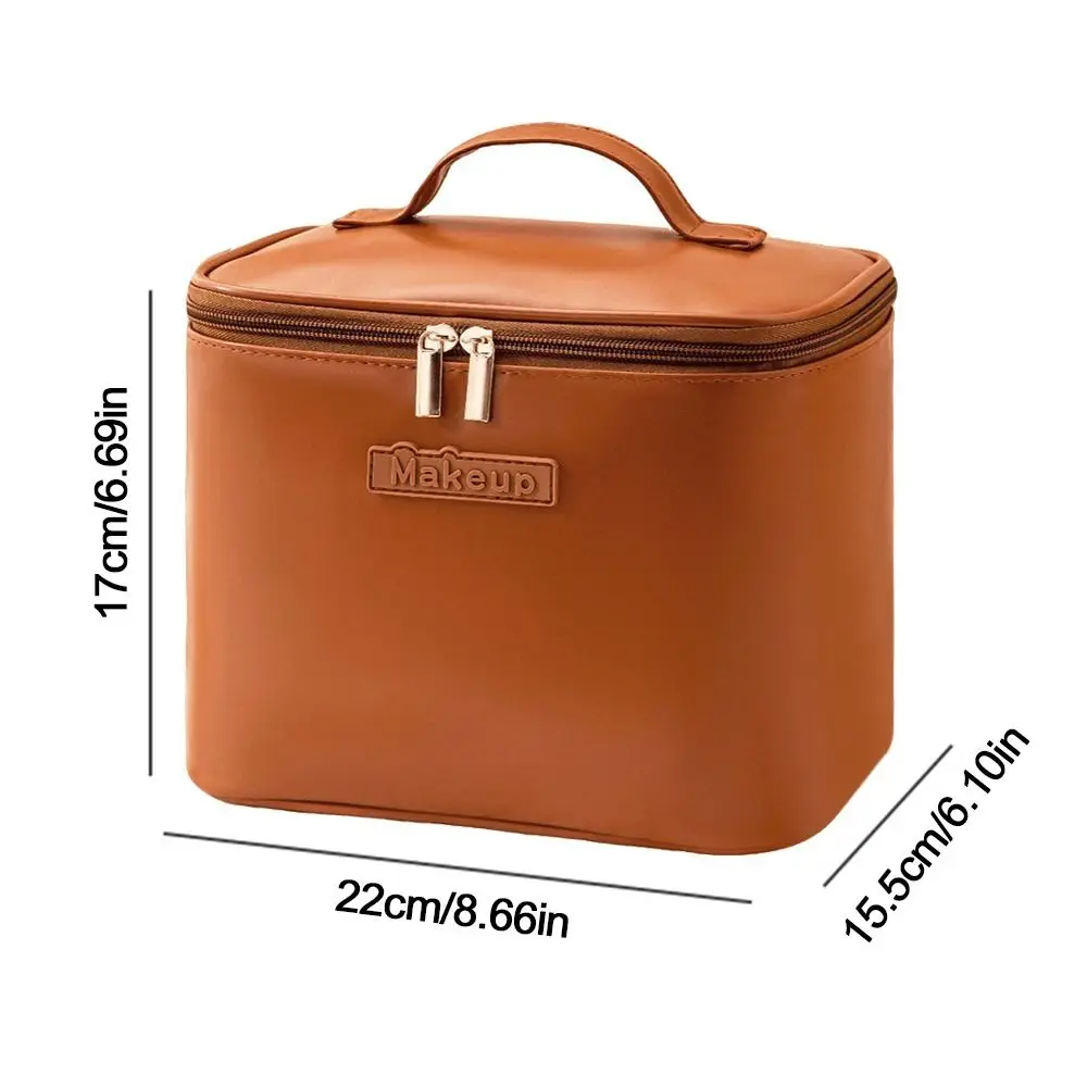 Trendy Large Capacity Makeup Bag PU Water-resistant Makeup Organizer Portable Multi-functional Travel Storage Pouch for Women