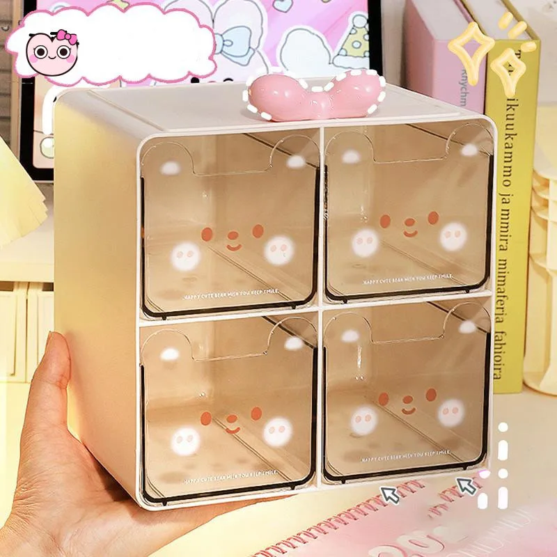 4 IN 1 Desktop Storage Box Storage Drawer For Small Figure Blind Multi-layer Storage Cabinet Cosmetics Jewelry Box Stationery