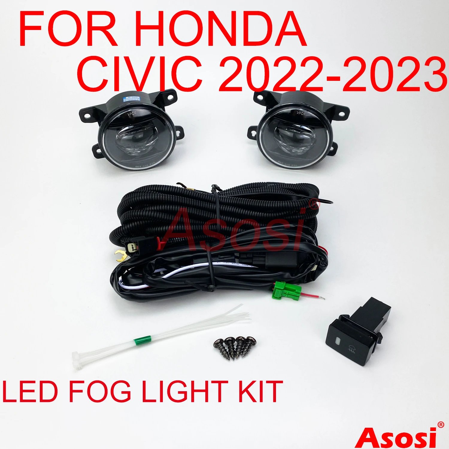 

Передний бампер, дневные Противотуманные фары для Honda Civic 2022, 2023, 2024, с проводом переключателя лампы