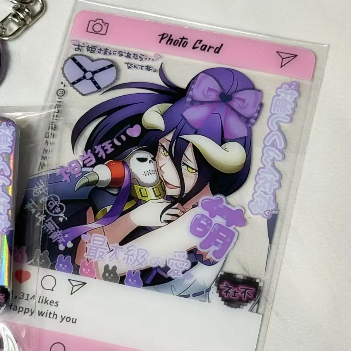 3 pz Overlord Anime Periferiche Albedo Figura Carta Acrilica Da Collezione Re-cerazione Ragazza Sexy Albedo A Forma di Cuore Acrilico Giocattoli Ragazzo