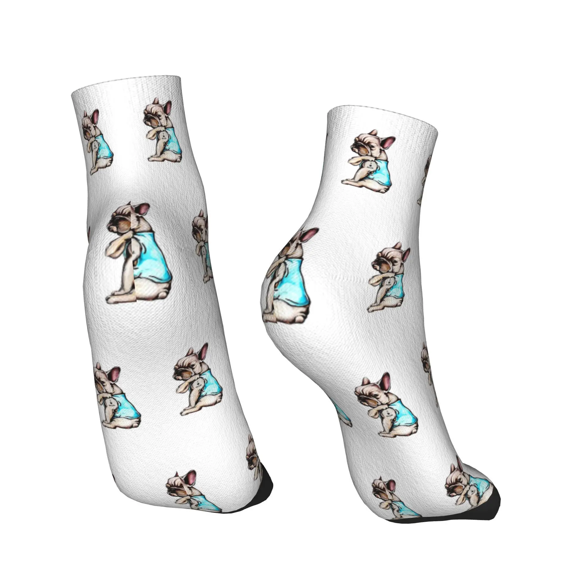 Calcetines de animales Bulldog Francés para todas las estaciones, calcetines deportivos Harajuku de tubo medio, medias suaves y divertidas para hombres y mujeres, regalos de navidad