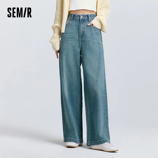 Semir Jeans Damskie spodnie z szerokimi nogawkami i wysokim stanem 2024 Nowe wiosenne długie spodnie Styl uliczny Modne, wszechstronne spodnie