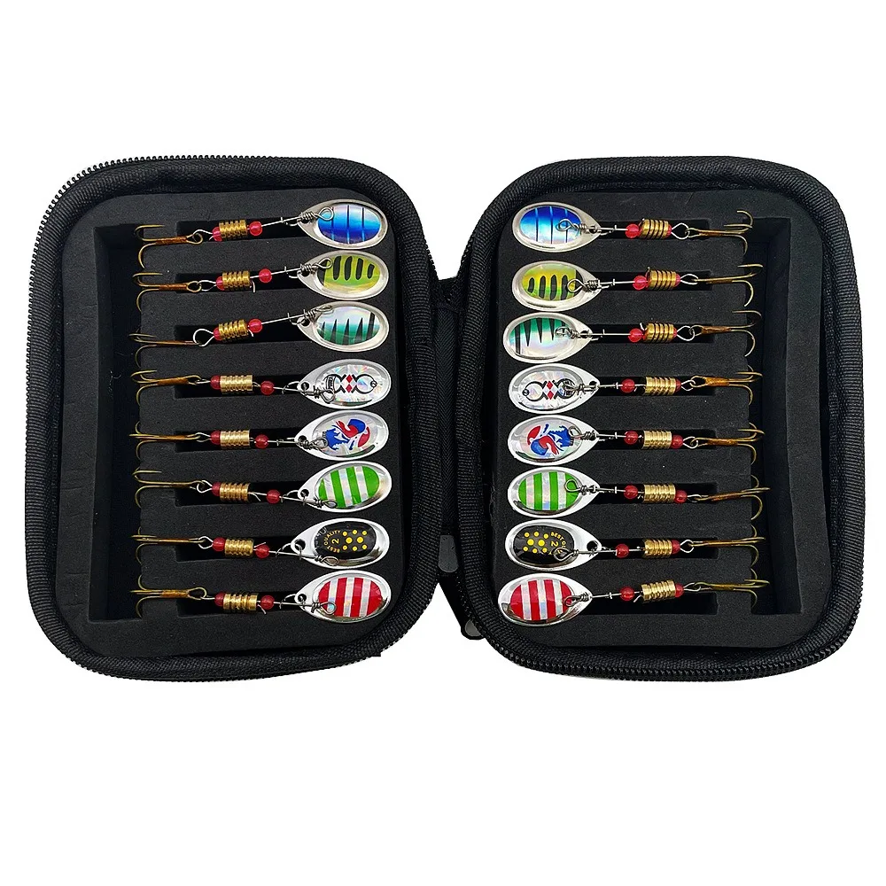 16/10Pcs Metal Spinner Spoon Lure Kit High Spinning Speed Sharp Hooks Hard Bait Enhanced Reflectivity Rust-Resistant Fish Hooks