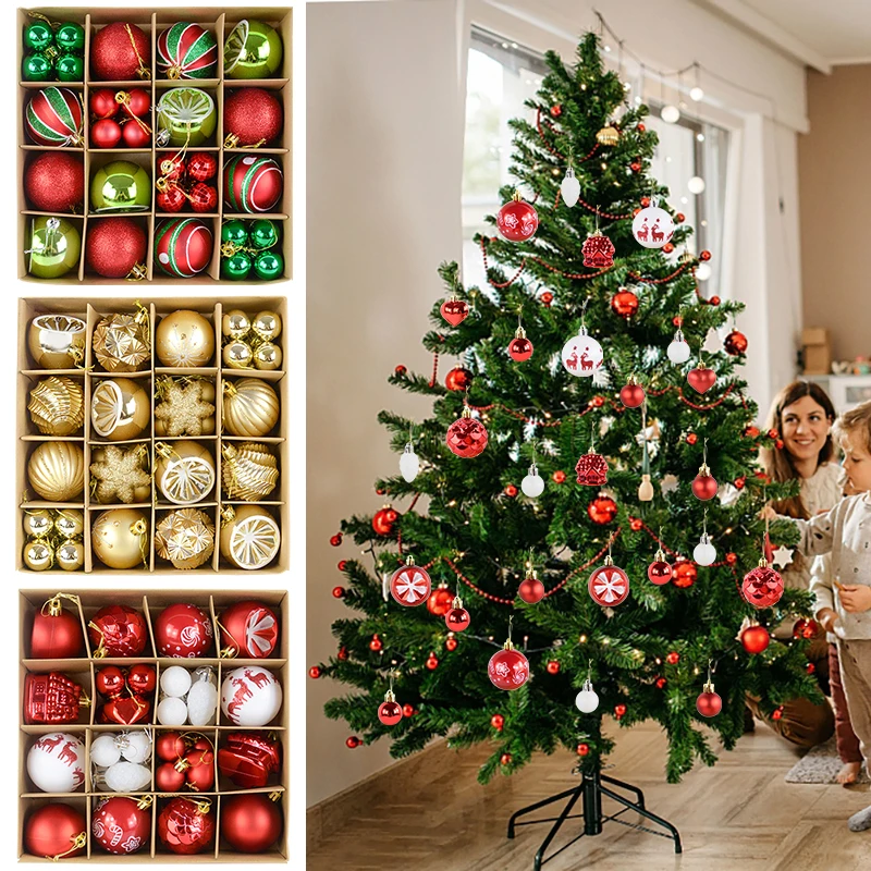 

Christmas Tree Ball Ornaments Christmas Decoration Colorful Xmas Ball Set Plastic Shatterproof Hanging Pendant Home Party Decor