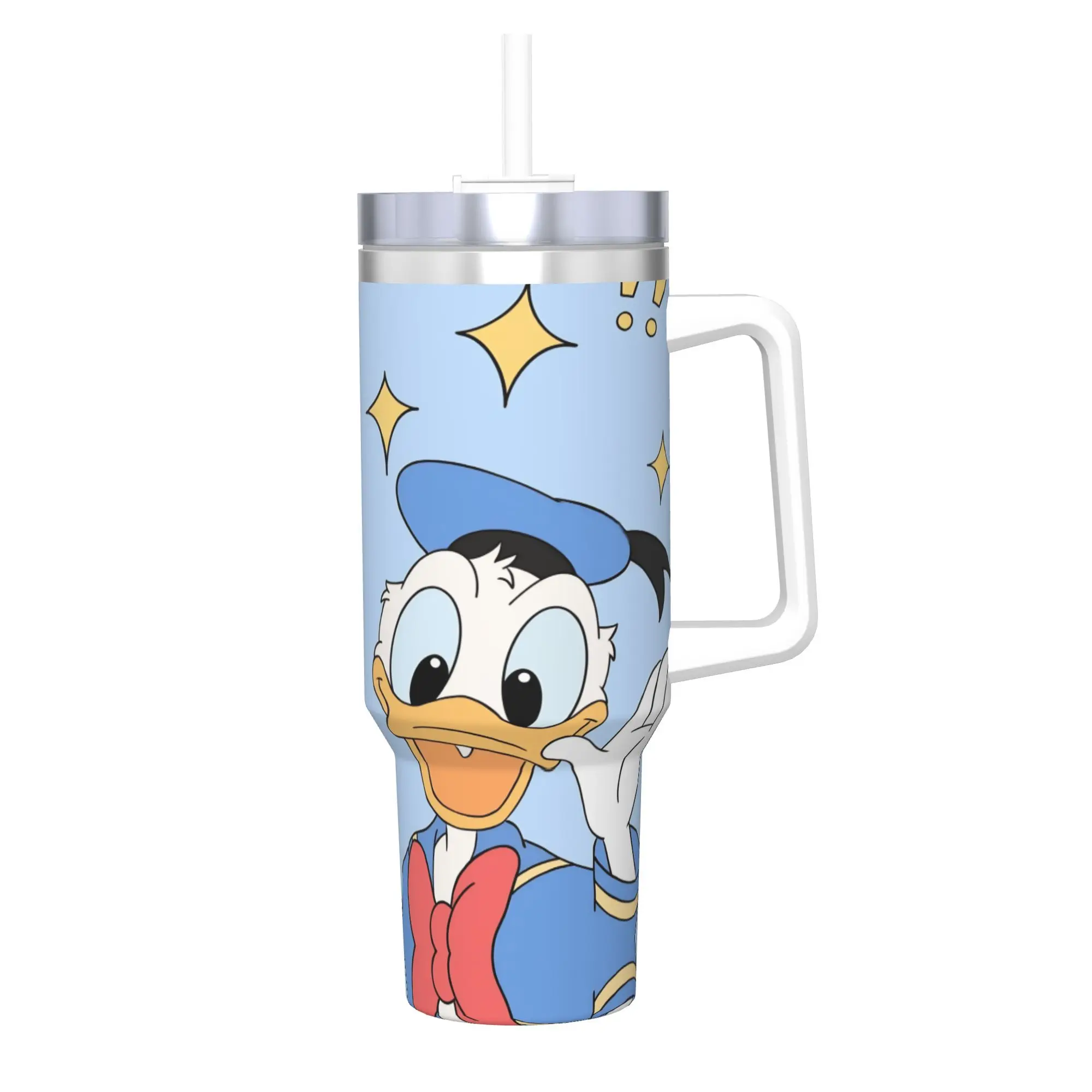 

Daisy Duck and Donald Stainless Steel Tumbler Camping Mugs Cup Large Capacity Thermal Cups Portable Cold Drink Water Bottle