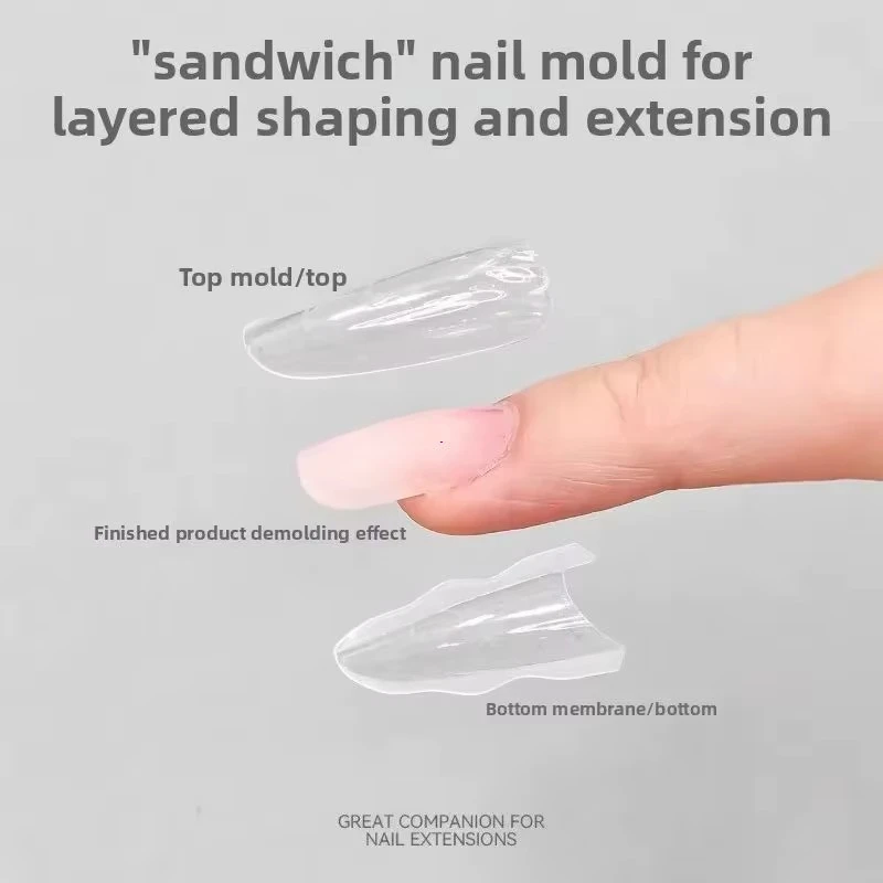 180PCS Sandwich Dual Nagel Form Sarg Mandel Nagel Formen 14Größe Wiederverwendbare Oben Unten Formen Nail art Verlängerung Oben form Unten Form