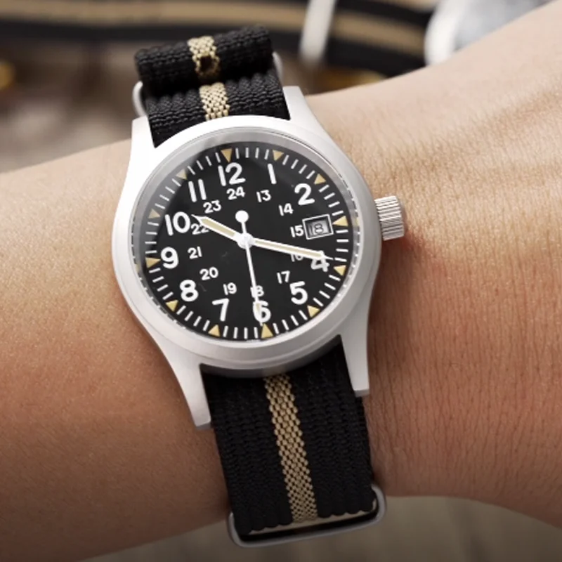 Militado ML05 Field Watch Ronda 515 Movement Sapphire Mirror AR Coating Wrist Watch Waterproof 100M 38Mm Vintage Quartz Watches