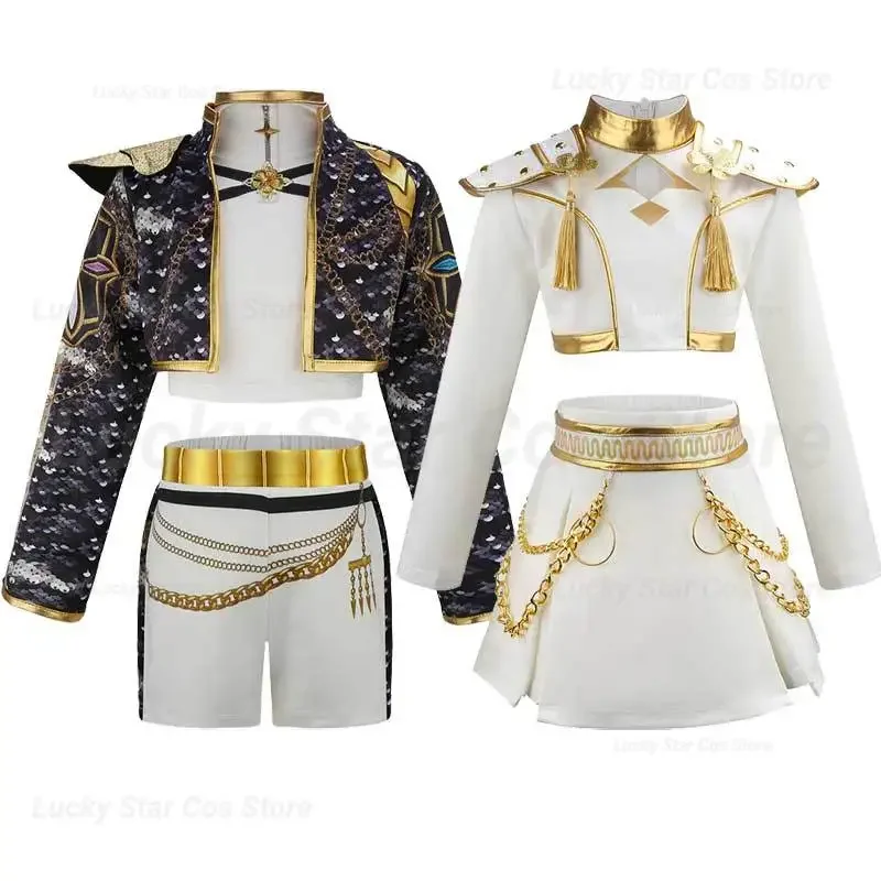 

K-pop Singer Cosplay Halloween Girl Costume Rumi 3D Printed Long Sleeve Coat+Tank Top+Shorts Outfits Hunter Role Play Costume