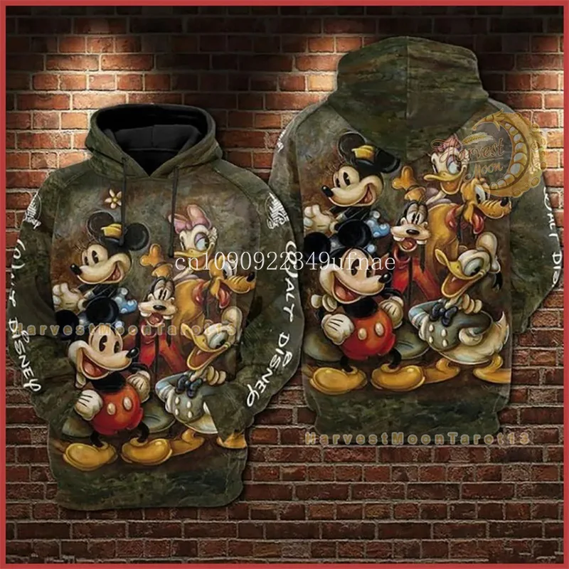 Disney Minnie Mouse Sweatshirt Women Spring Fashion Boys Girls Children Cartoon Hoodies 3D Printing Autumn Casual Men Hoodies