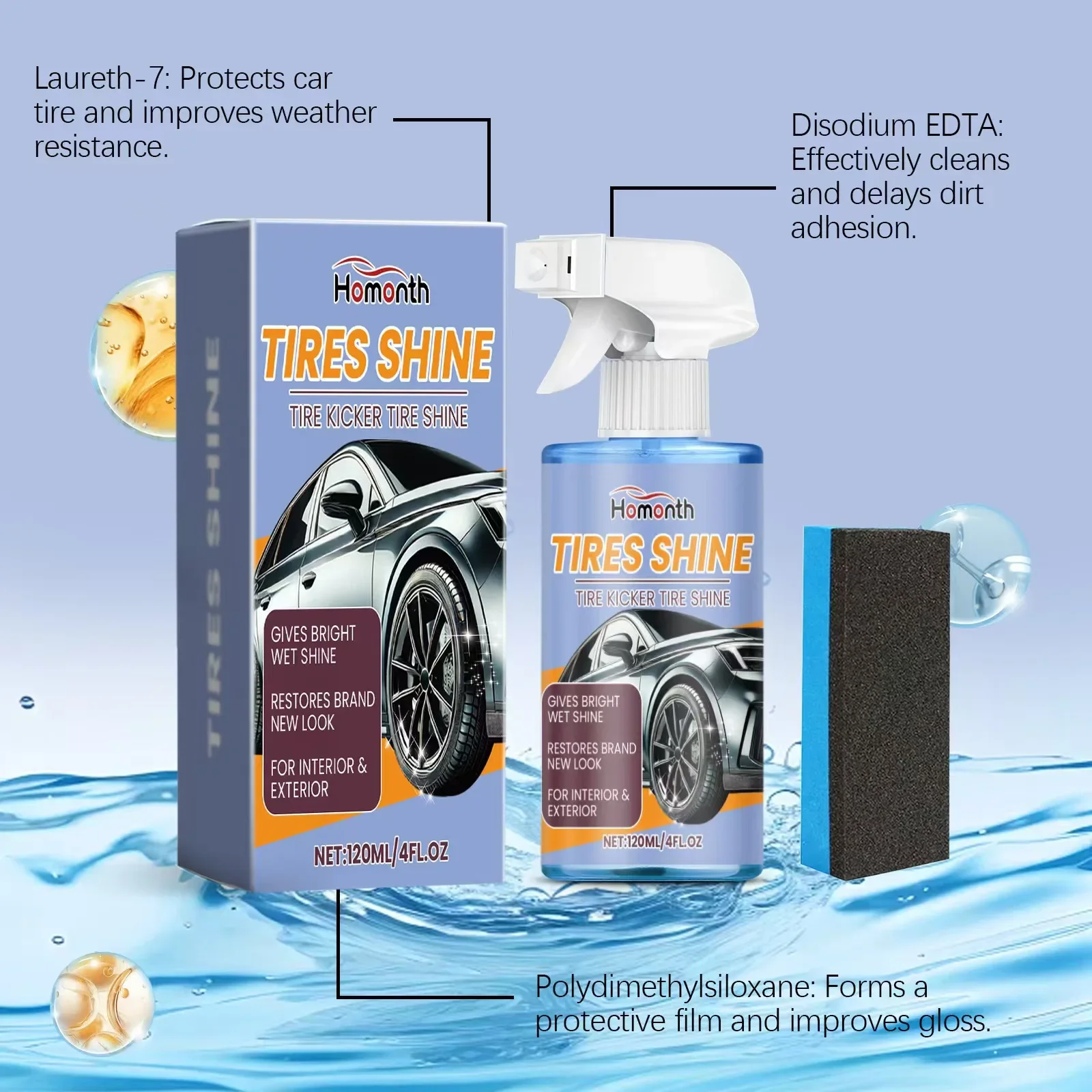 Car Tire Shine Spray Multi-purpose Tire Wheel Refurbishing Agent Cleaner Polishing Protection Car Accessories HGKJ S22