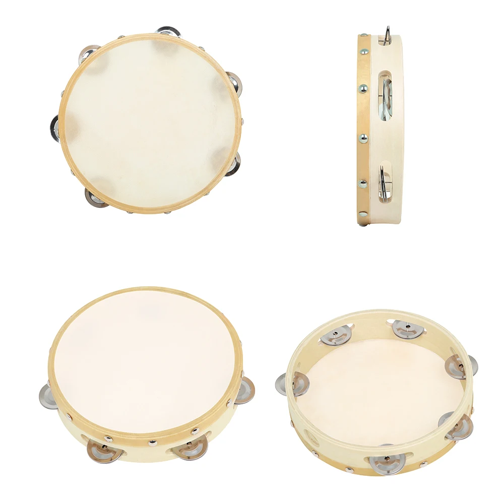 3Pcs/Set Cowhide Tambourine Durable Handheld Drum 6/8/10 Inches Hand Drum Children Enlightenment Percussion Education Music Toys