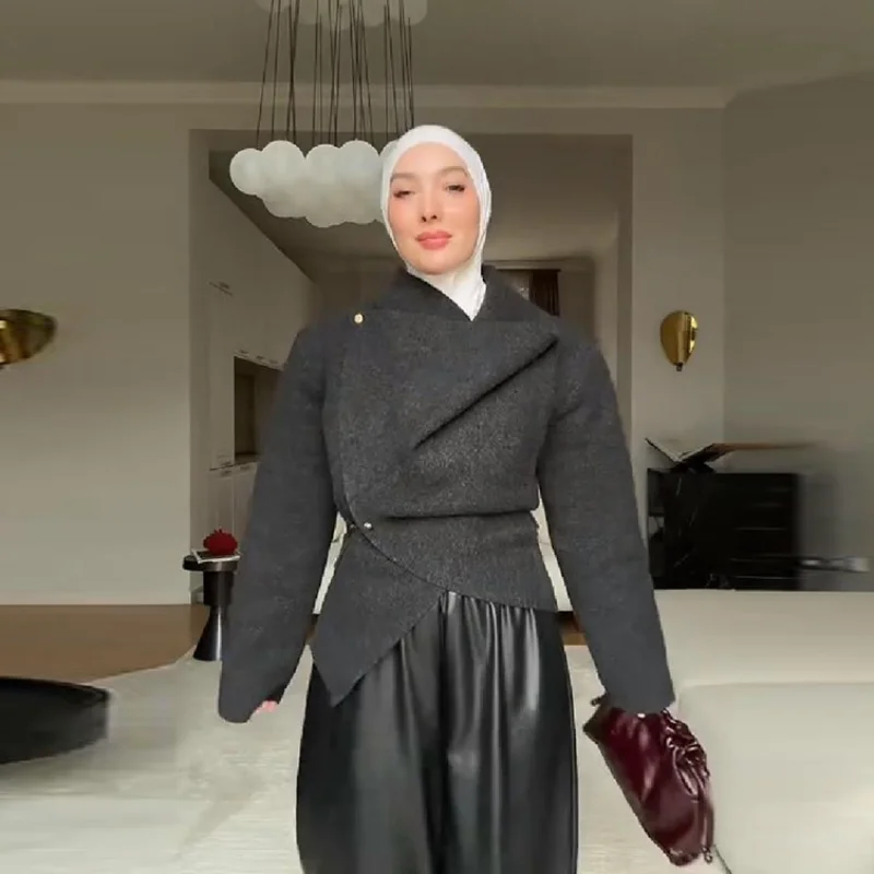 

Элегантное модное пальто Высококачественные минималистичные асимметричные модные женские топы Дизайнерские изысканные офисные шикарные ретро женские уличные топы для свиданий