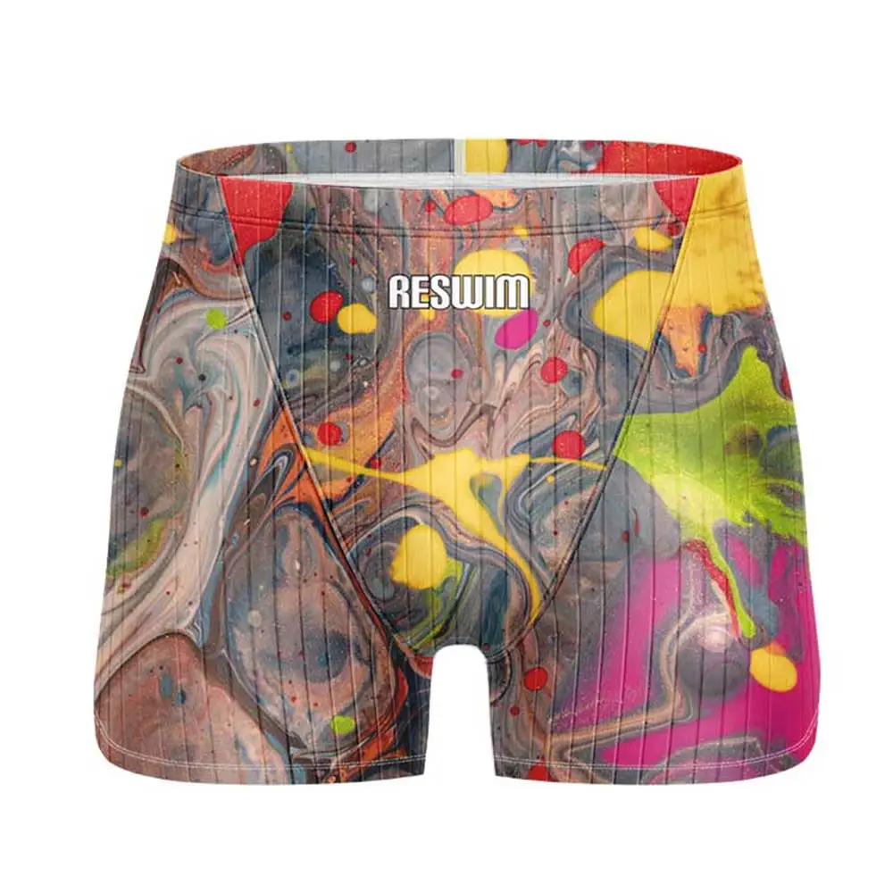 Summer Men's Swim Short Jammer Swimsuit New Boys Swimming Trunks Beach Tights Shorts Endurance Athletic Training Swimwear Sports