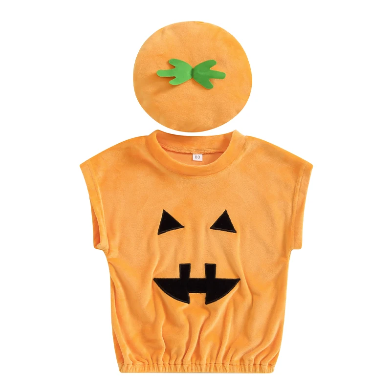 

Himllauen Baby Halloween Clothes Boys Girls Costume Pumpkin Tops Hat Fun Role Play Outfits Halloween Clothing