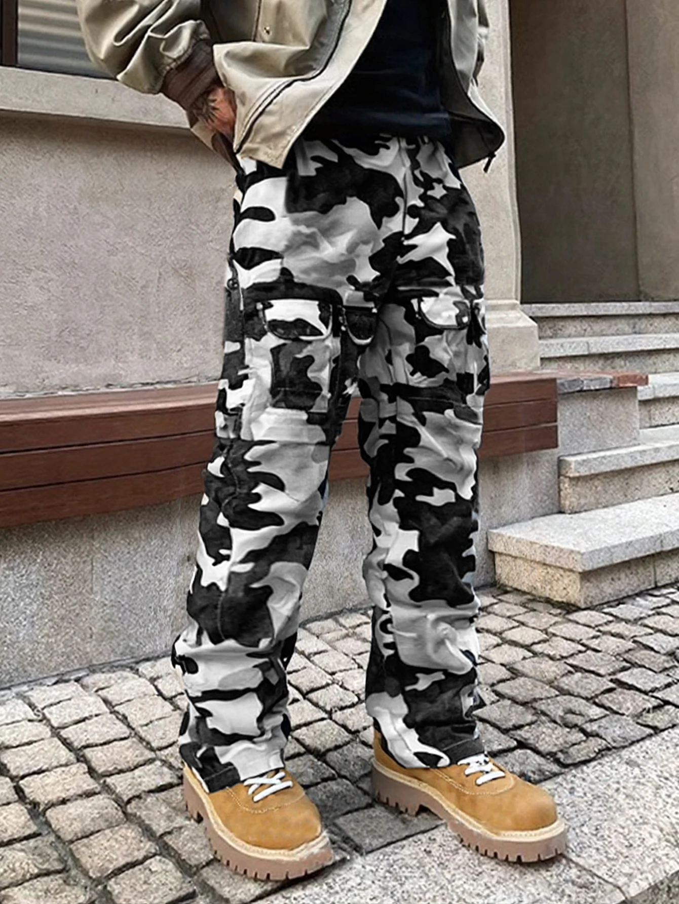 

Мужские повседневные камуфляжные брюки-карго с несколькими карманами и шнурком на талии, мужские мешковатые мужские брюки-карго, мешковатые мешковатые брюки