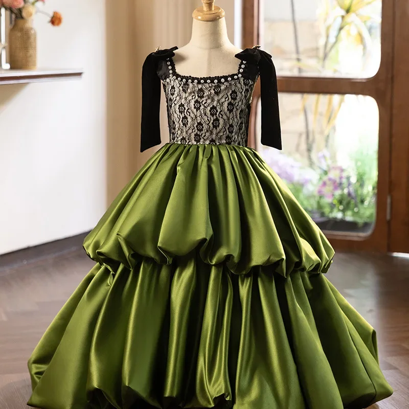 Girl Bridesmaid Long Dresses Kids Wedding Prom Gown Teenagers Girls Evening Party Luxury Dress Kids Holy Communiom Prom Outfits
