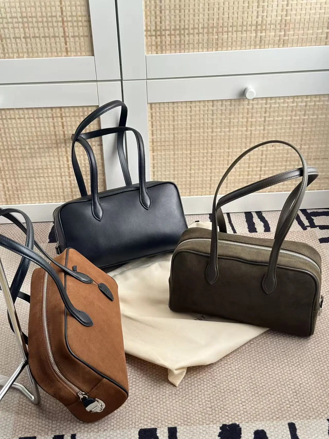 

FIRMRANCH Autumn/Winter Large Capacity Horizontal Square Long Handle Briefcase For Women Vintage Frosted Cowhide Shoulder Bag