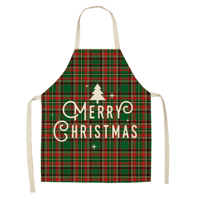 Linen Merry Christmas Apron Ornament Home Kitchen Accessories Natal Navidad 2023 New Year Gift