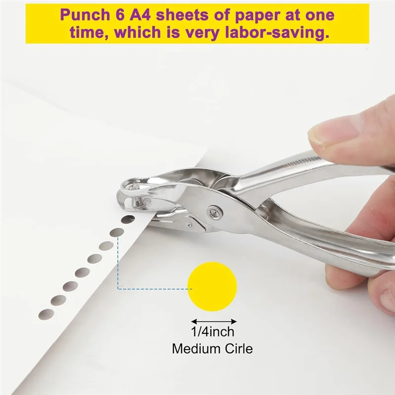 2 Pieces Small Single Hole Punch, 1/4 Inch One Hole Paper Punch With 8 Sheet Capacity Punch Accuracy