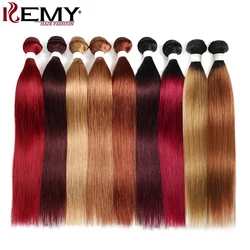 Tissage en Lot Brésilien Remy 100% Naturel, Cheveux Lisses, Couleur Bordeaux Rouge Ombré 99J, 1 Pièce