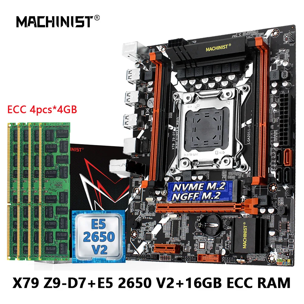 

MACHINIST X79 Z9-D7 Motherboard Set Kit LGA 2011 Xeon E5 2650 V2 CPU Processor + DDR3 ECC 4*4GB RAM Memory M-ATX NVME/SATA M.2
