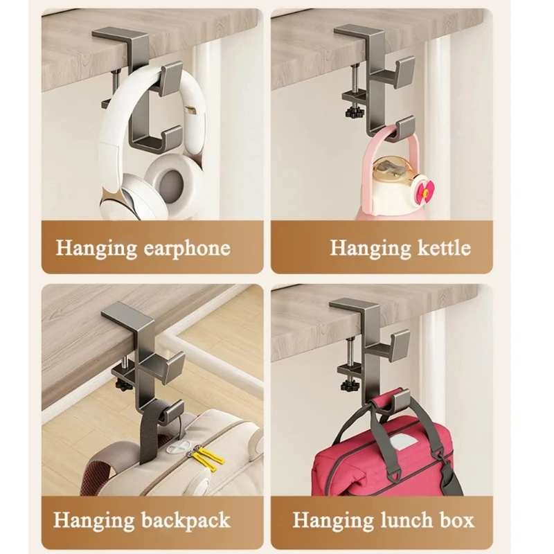 Adjustable Desk Edged Hook Without Punching Office Desktop Edged Hanging Bag Hook Student Backpack Headphone Hanging Hook