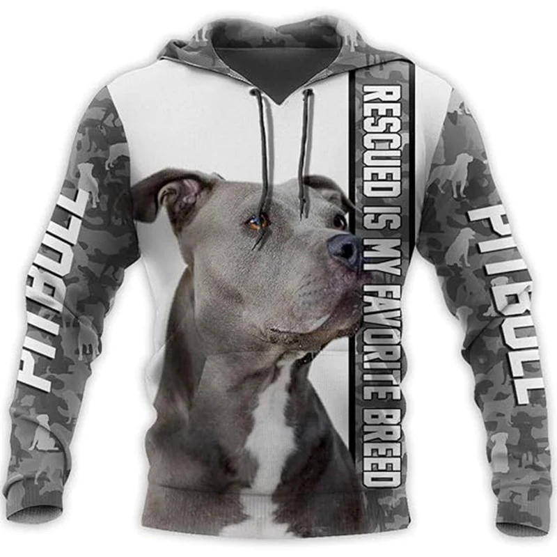 3D All Over Printed Personalized Pit Bull Terrier Graphic Hoodie For Men Long Sleeve Pullover Sweatshirt Gift For Dog Lovers