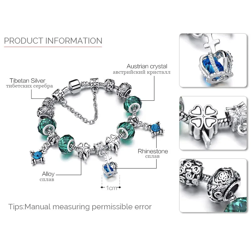 Beautiful Bracelet Clover Charm Crystal Glass Beads Bracelets & Bangles Fine Jewelry For Women High Quality Gift  S348