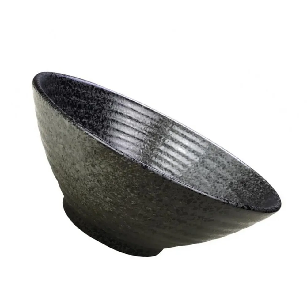 Tazón de Cerámica Creativo para Fideos, Estilo Japonés, Negro, Grueso, para Postres, Ensaladas y Comida, Ideal para el Hogar y Restaurantes