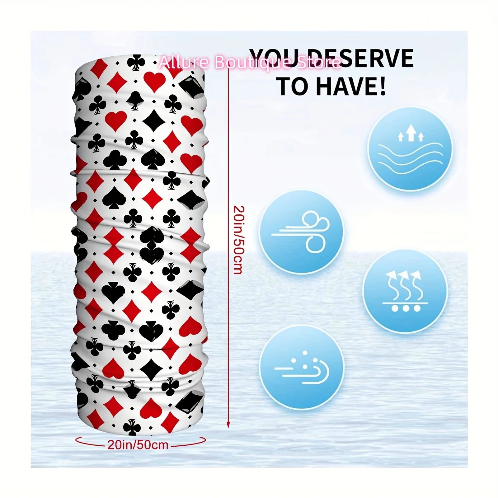 Playing Cards, Suits, Pattern Multi Functional Print Scarf Men Women Unsix Mask Neck Mask Holiday Events Gifts for Friends and F