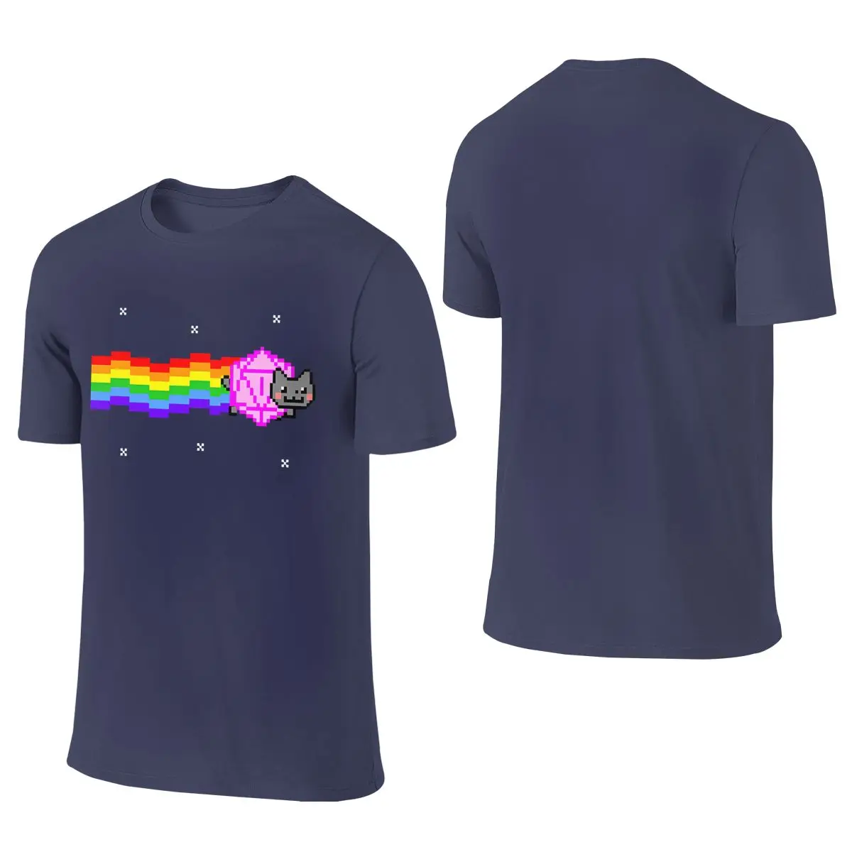 Nyan D20 Cat Anime Graphic Breathable Reversible T-shirt High-End Minimalism   Men's T-shirts