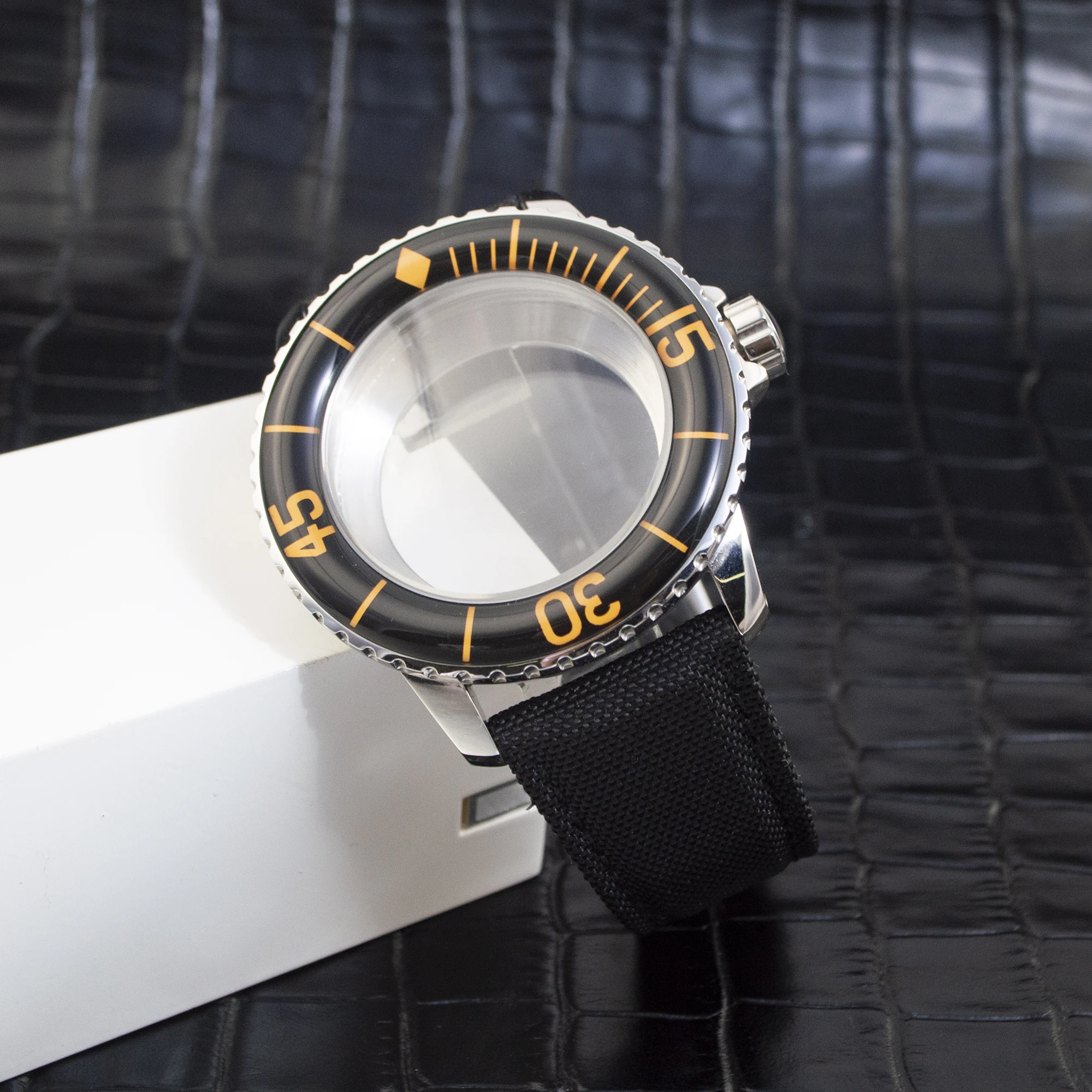 

45mm Watch Case Strap Stainless Steel Case 10ATM Waterproof for fifty fathoms Watch Case fit NH35 NH36 Movement