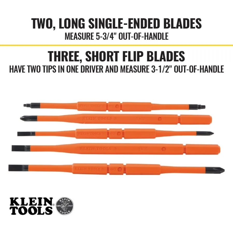 32288 مفك براغي معزول 8 في 1 مجموعة مفكات مع شفرات قابلة للتبديل لإصلاحات الكهرباء والسيارات تتضمن 3 قطع