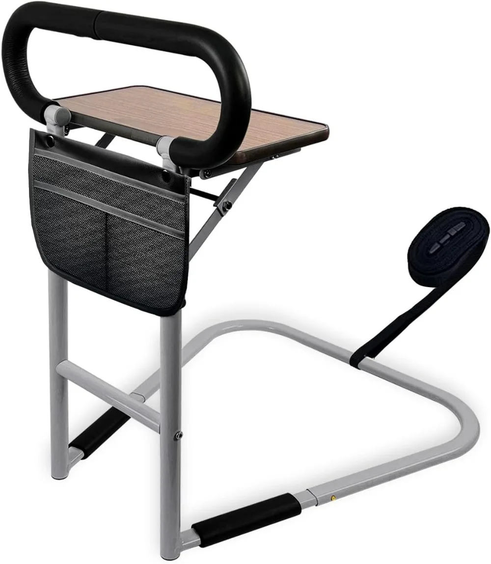 Foldable Bed Safety Rail with Table and Storage Bag for Elderly, Pregnant Women, Injured - Home & Nursing Use