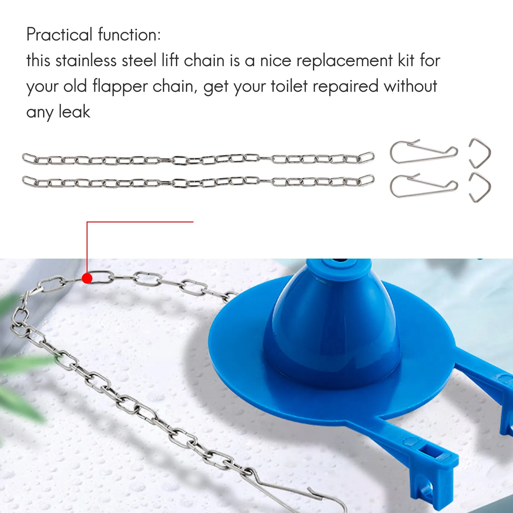 10 Pieces Toilet Handle Chain Stainless Steel Toilet Flapper Lift Chain Replacement Fits Most Toilet Flappers