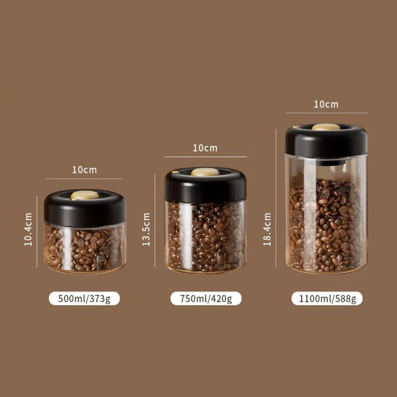 Kaffeebohnen Vakuum Versiegelter Tank Transparentes Glas Lebensmittel Vorratsgläser Haushalt Feuchtigkeitsbeständige Luftabsaugung Luftdichter Behälter