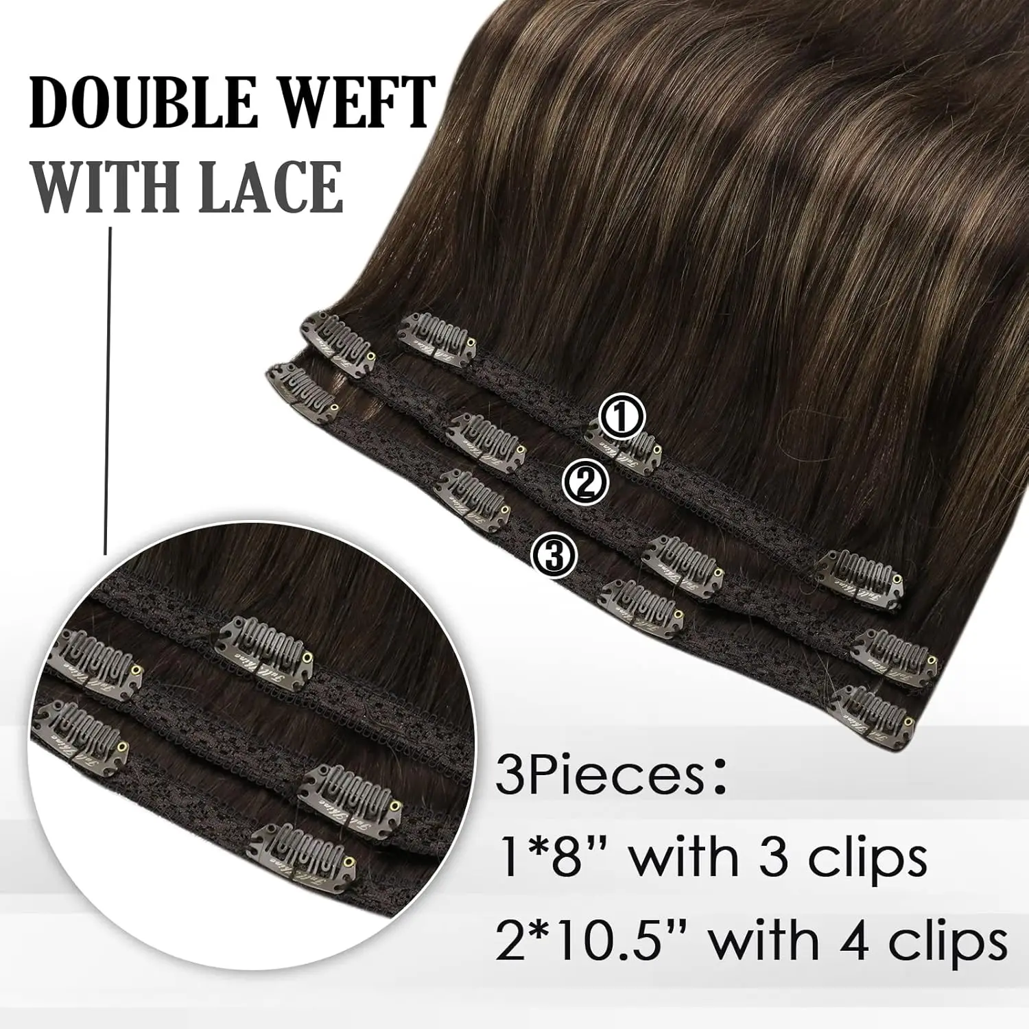 Youngsee spitze clip haar balayage menschliches haar verlängerungen natürliches clip haar echtes menschliches haar 3pcs 12-20 zoll remy haar