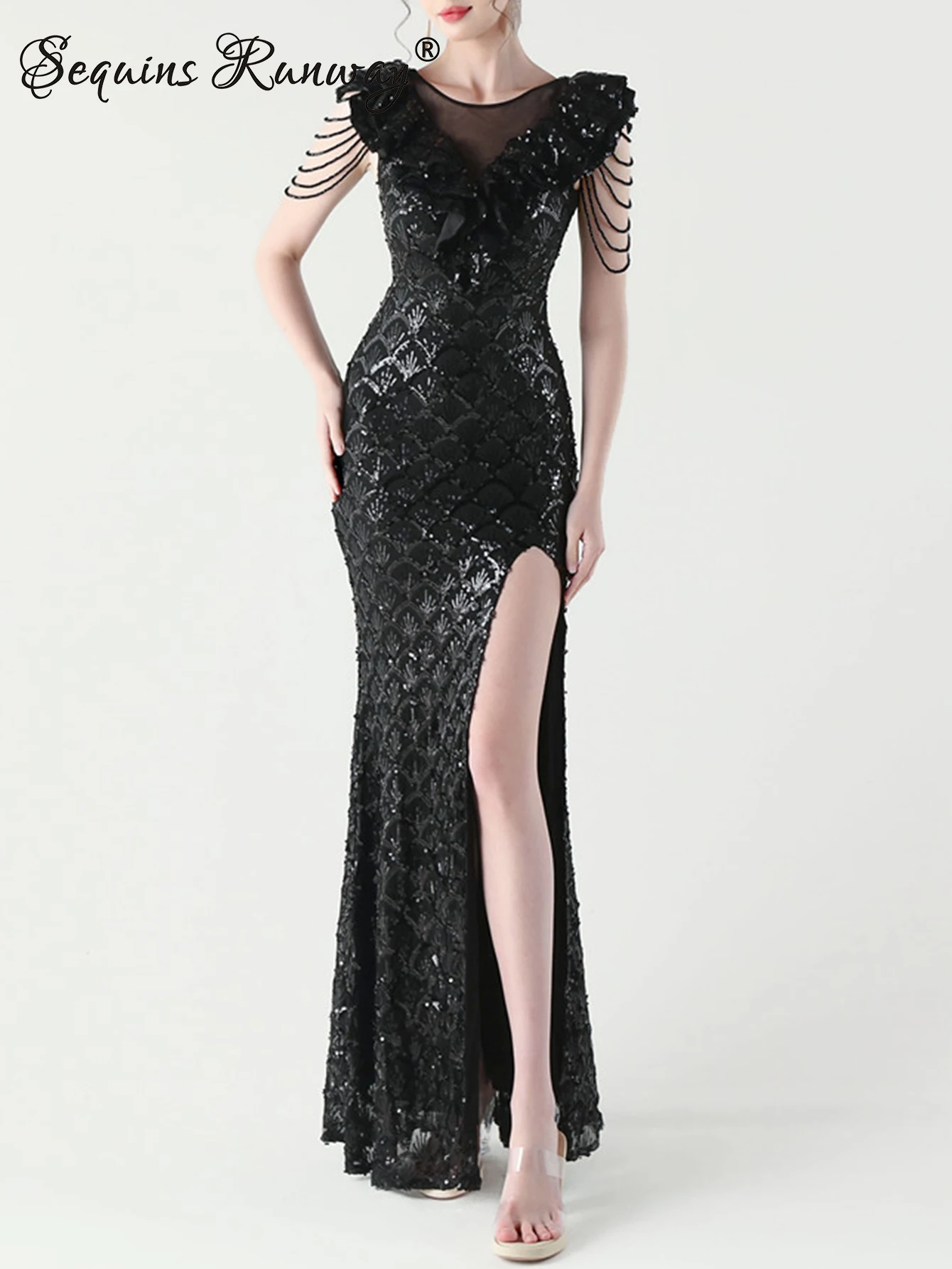 Sexy backless black sequin summer dress women elegant long birthday party dresses 2025 woman luxury prom evening dresses vestido