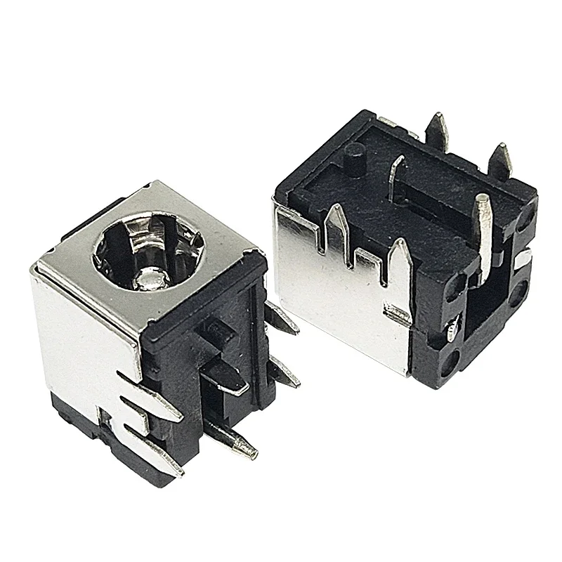(2 unidades) DC-007B núcleo de cobre banhado a ouro soquete de energia para notebook concha de ferro horizontal com suporte 5,5 * 2,1 / 2,5 mm pino