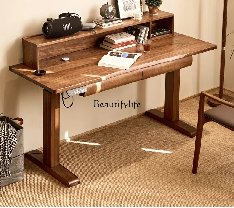 

Solid wood electric lifting desk adjustable home smart computer workbench