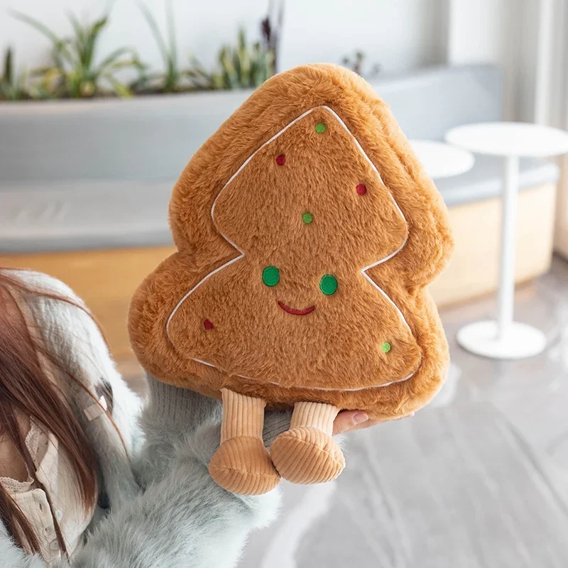 Creative Cookie Pillows Star / Tree Shaped Biscuits Stuffed Plush Toys Realistic Food Snack Seat Cushion Plushie Props Gifts