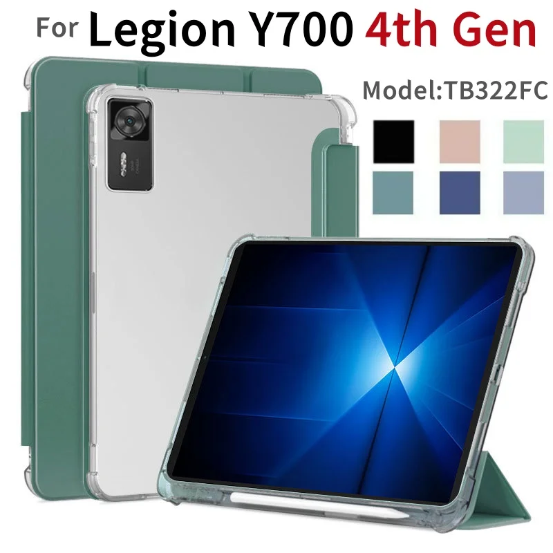 

For Lenovo LEGION Y700 2025 Case 4th Generation 8.8 inch TB322FC With Pen Holder Trifold Soft Tablet Coque for Y700 Gen 4 8.8"