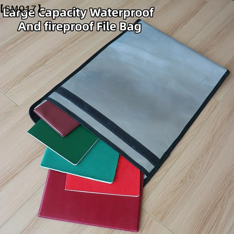 Waterproof Fireproof Document Bag Heat-resistant Sticky Strip Cash Safe Storage Pouch Anti-Hacking Large Capacity【SMQ】