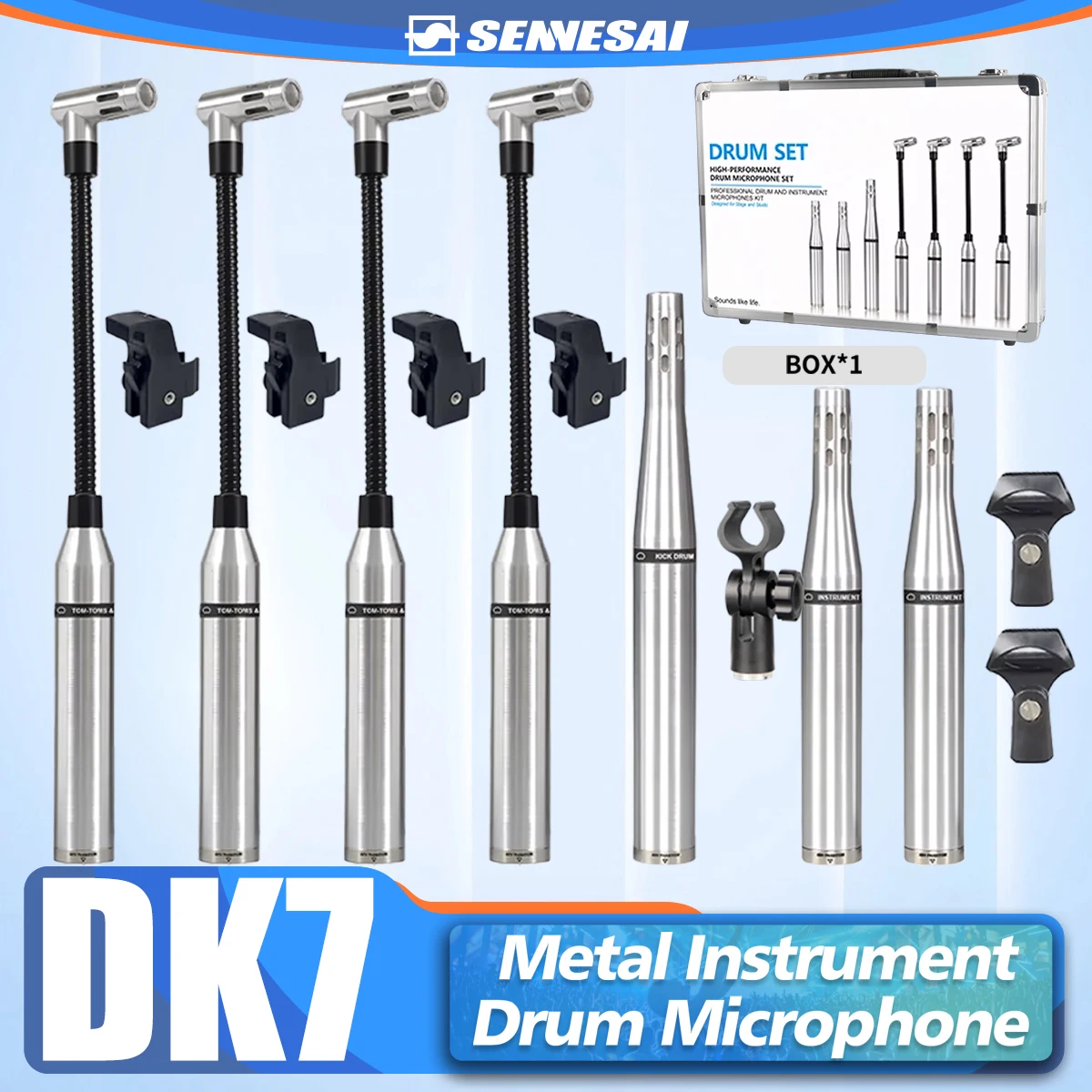 

NEW！DK7 Aluminum Box 7-Piece SR20LS SR25 DM20/High Quality All Condenser Drum Microphone 7 Sets Ultra High Recording Fidelity