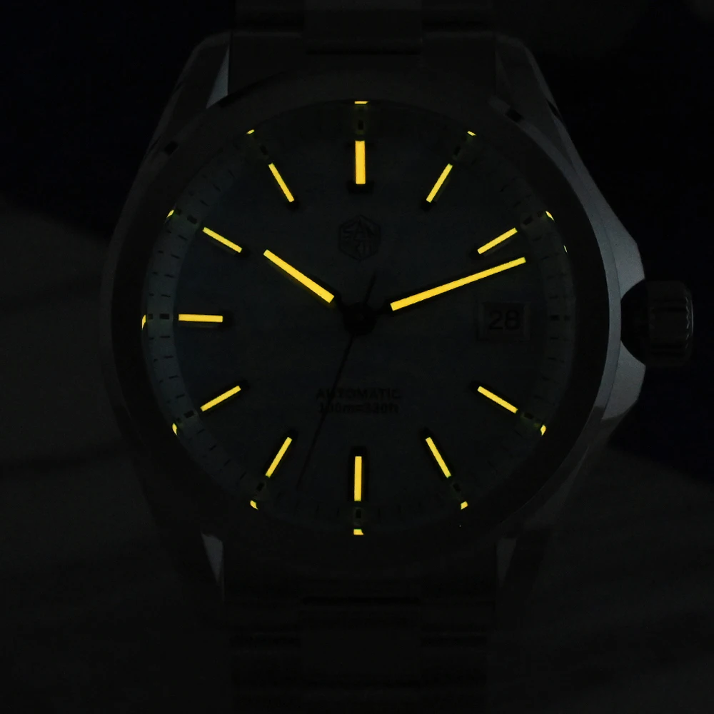 China San Martin 39mm Acero inoxidable hombres deportes Dune textura Dial reloj mecánico automático impermeable 10Bar luminoso SN0129G