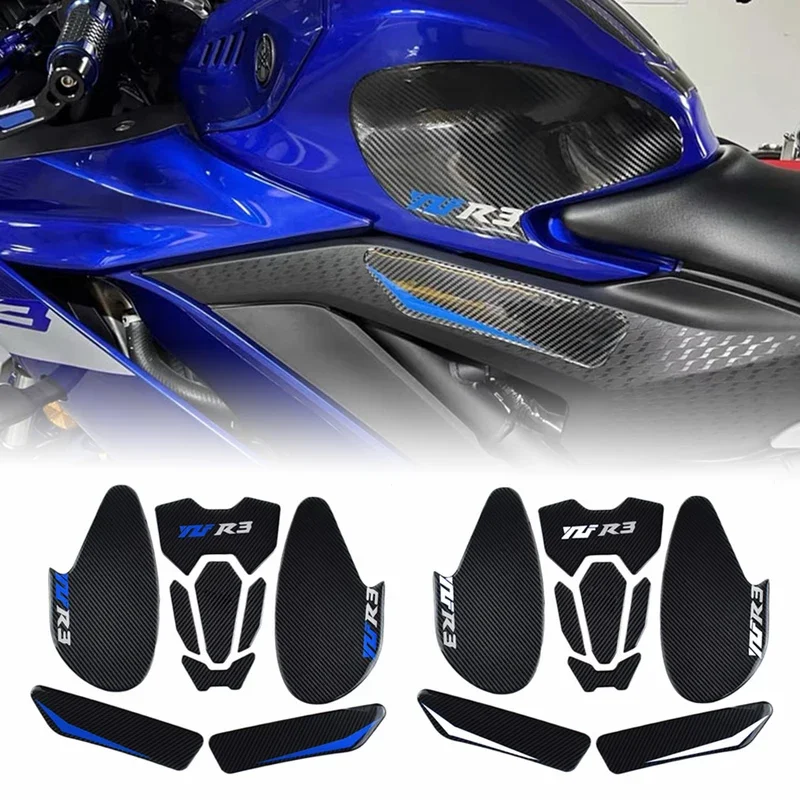 -R3 NEW Motorcycle Anti Slip Fuel Tank Pad Protector Side Knee Grip Sticker Pads FOR YAMAHA YZFR3 YZF R3 2019 2020 2021 2022